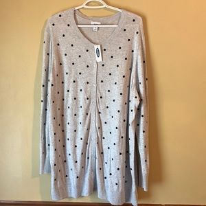 Long Sleeve New Old Navy & Gray 3X Polka Dot Lightweight Cardigan